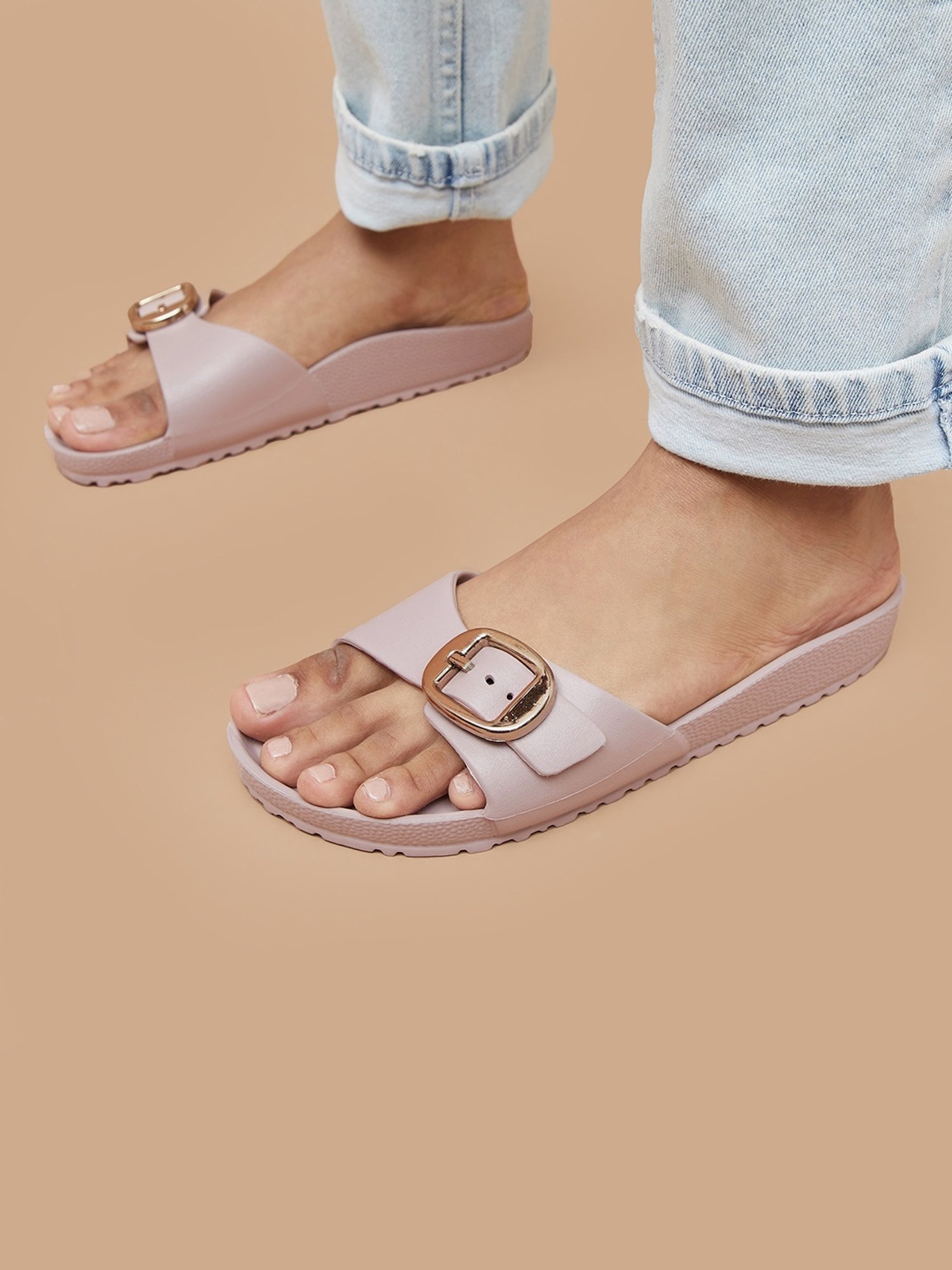 Buy Ginger by Lifestyle Women's Dusty Salmon Pink Slides at Best