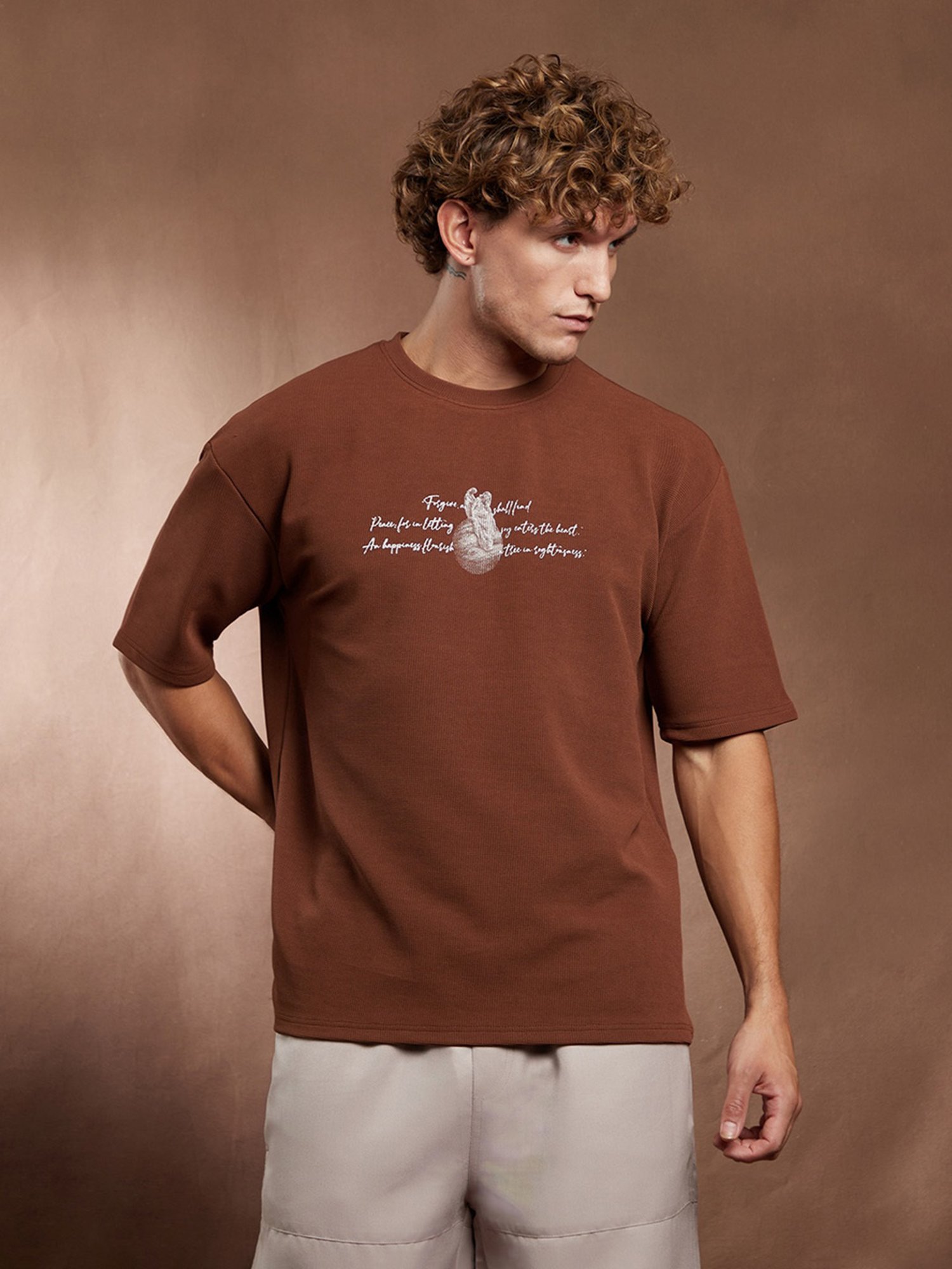 CAHOOT Mocha Brown Boxy Mytho-Modernism T-Shirt