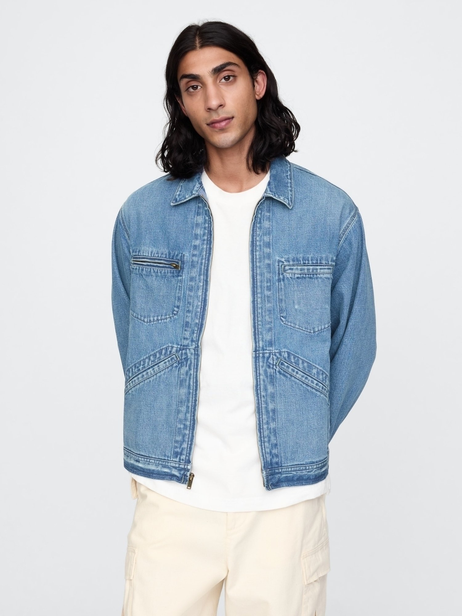 GAP Indigo Relaxed Fit Solid Jacket