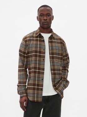 GAP Brown Regular Fit Checked Shirt