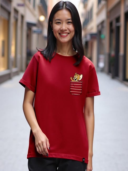 Buy Bewakoof Red Printed T-Shirt for Women Online Tata CLiQ