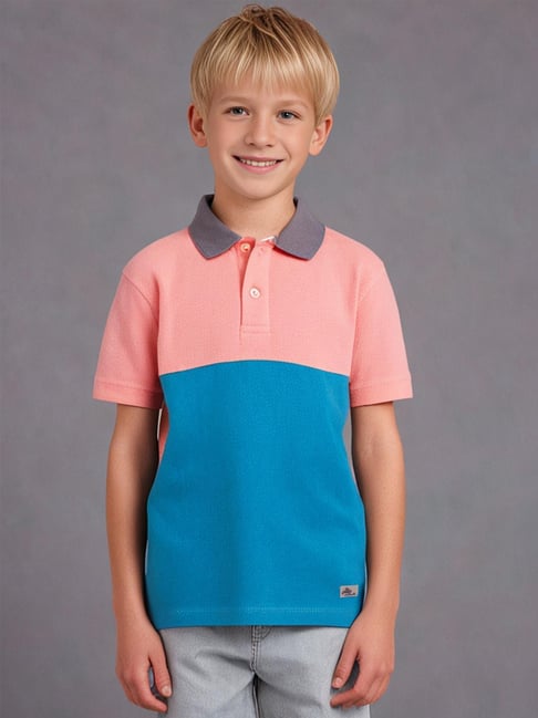Buy Cherry Crumble By Nitt Hyman Kids Pink Blue Polo T-Shirt for