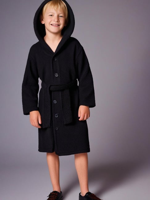 Cherry Crumble By Nitt Hyman Kids Black Solid Robe-picture-18