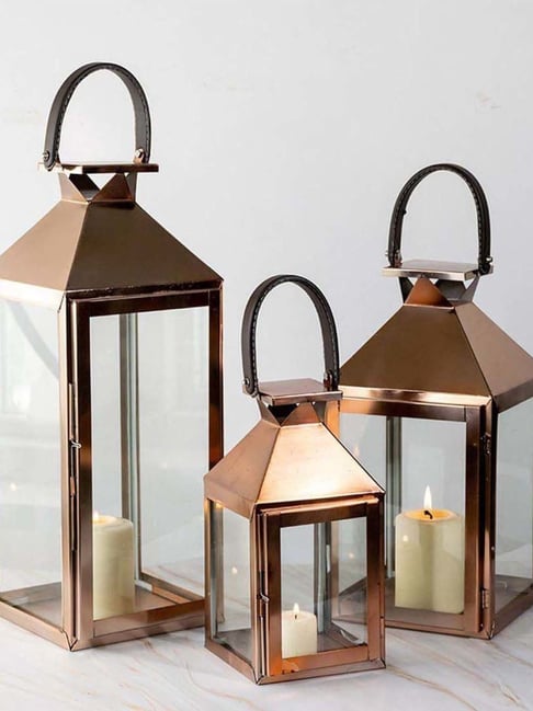 Whispering Homes Brown Welkom Metal Medium Candle Lantern