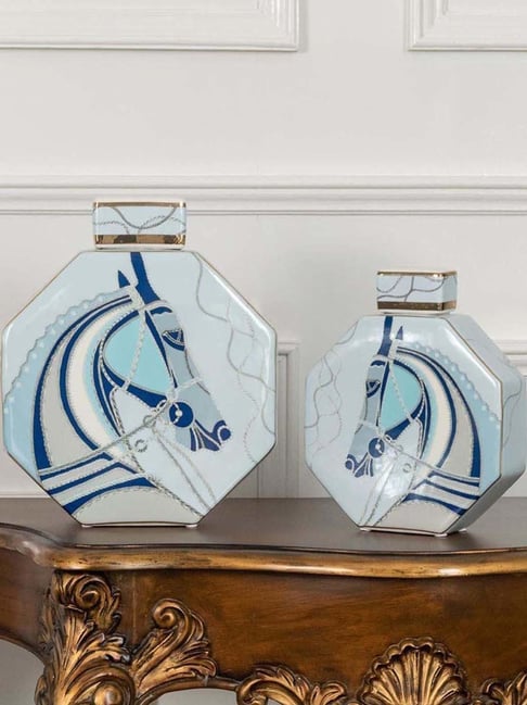 Whispering Homes Blue Marwari Decorative Ceramic Temple & Ginger Jar - Large-picture-24