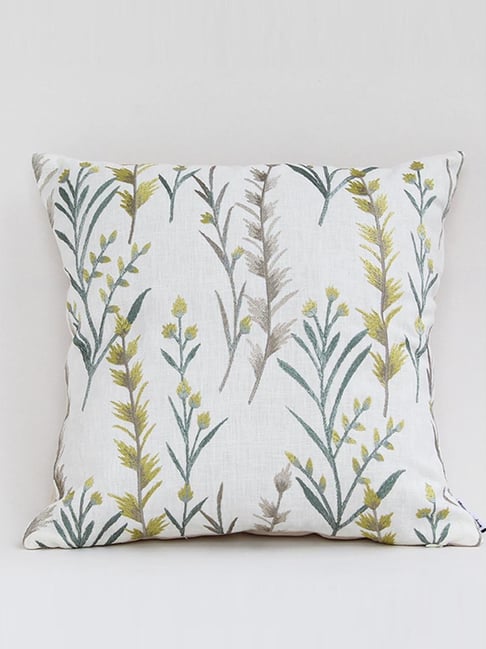 Whispering Homes Yellow Spinney Designer Embroidered Cushion Cover-image-48