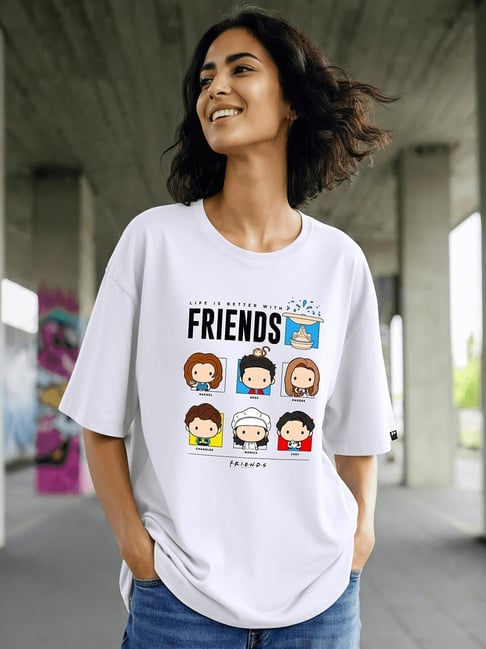 White Printed T Shirts For Friends Bewakoof Women's White Friends