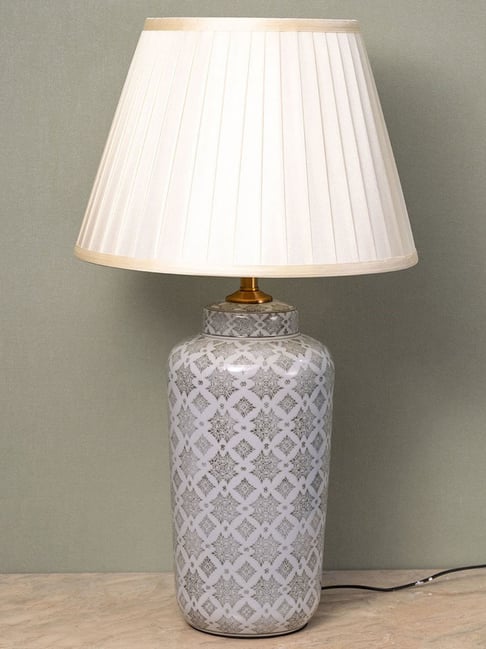 Whispering Homes White Earthly Aura Japanese Style Ceramic Table Lamp with White Shade-picture-16