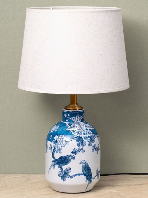 Whispering Homes White & Blue The Beauty of Symbolism Ceramic Table Lamp-picture-15