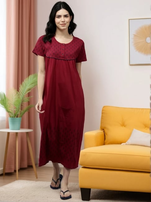 knee length dresses for ladies Cotton Knee Length Short Nighty for Summer, Nightdress for Women, Half –  Unique Choice Boutique main image 0