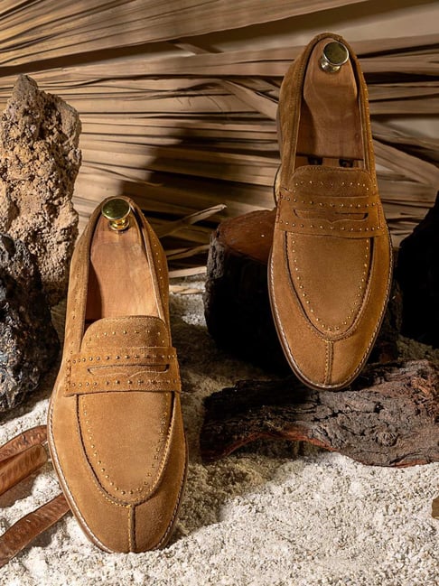 Griffin Men's MARINO GRAIN STUDDED PINNED Tan Loafers-picture-30