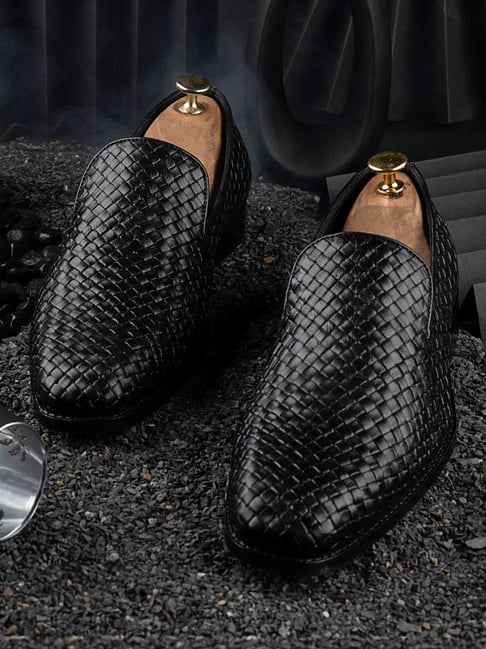 Griffin Men's MAROUSH BURNISHED HAND WOVEN Black Loafers