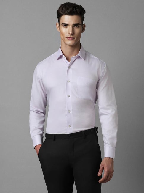 Luxure By Louis Philippe Lilac Cotton Regular Fit Shirt-picture-37