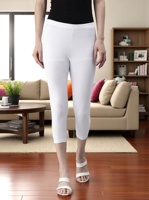 Kryptic White Cotton Slim Fit Leggings-picture-42