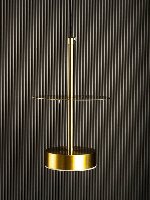 Whispering Homes Palte Drum Gold Pendant Light-picture-16