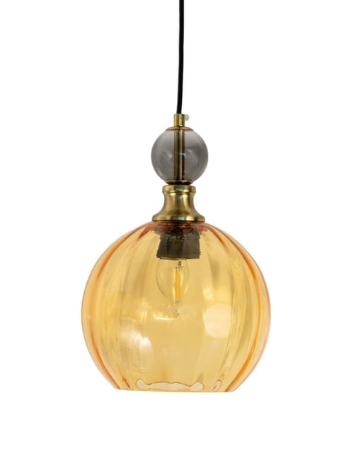 Whispering Homes Danish Glass Ball Chandelier Amber and Smoky