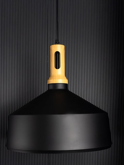 Whispering Homes Olov Wood Top Scandinavian Style Black and Wood Hanging Light-picture-38