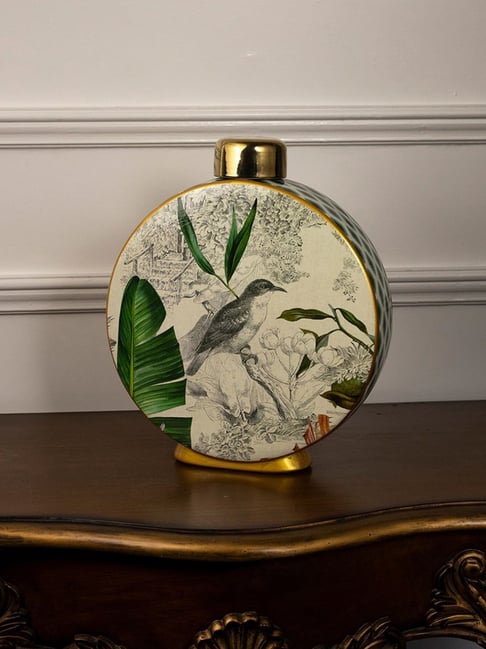 Whispering Homes Bird Leaf Ceramic Jar - Large-picture-16