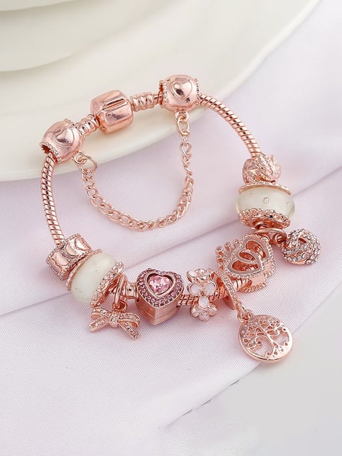 Buy Peora Rose Gold-Plated Cubic Zirconia Studded Bracelet Online