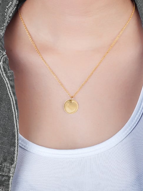 Buy Peora Gold-Plated Round Shape Pendant Chain Necklace Casual