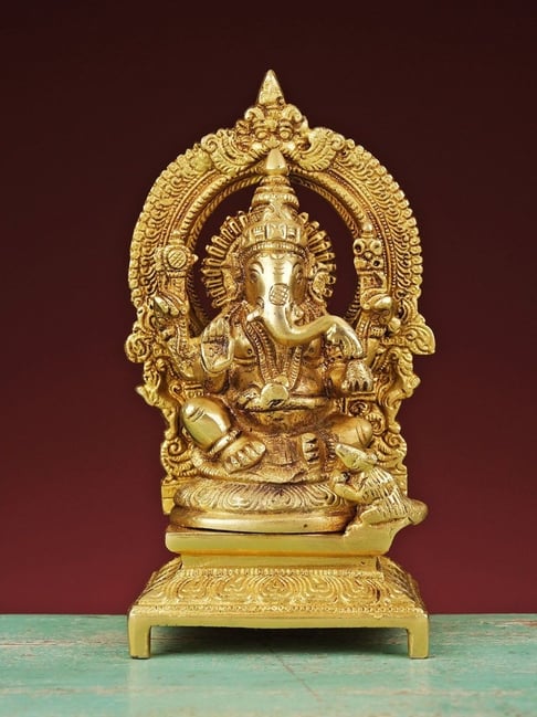 Ekaa Handicrafts 7.5" Lord Ganesha Statue in Brass-picture-11