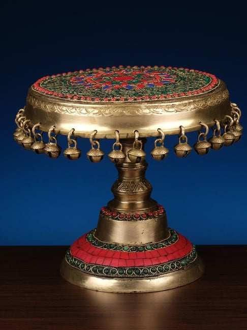 Ekaa Handicrafts 8" Brass Designer Pedestal with Ghunghroos-picture-39