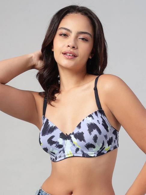 Clovia Purple Cotton Printed T-Shirt Bra-picture-19