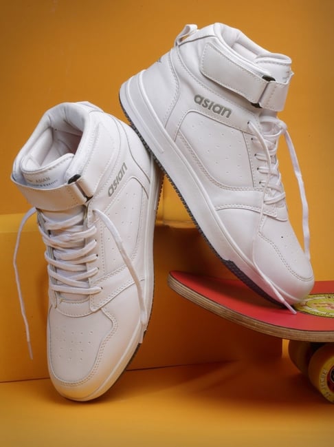 Asian Men's White Ankle High Sneakers-image-30