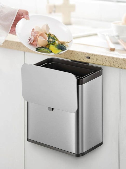 OBSESSIONS Metallic Stainless Steel Fingerprint Resistant Kitchen Dustbin (7 Litre)