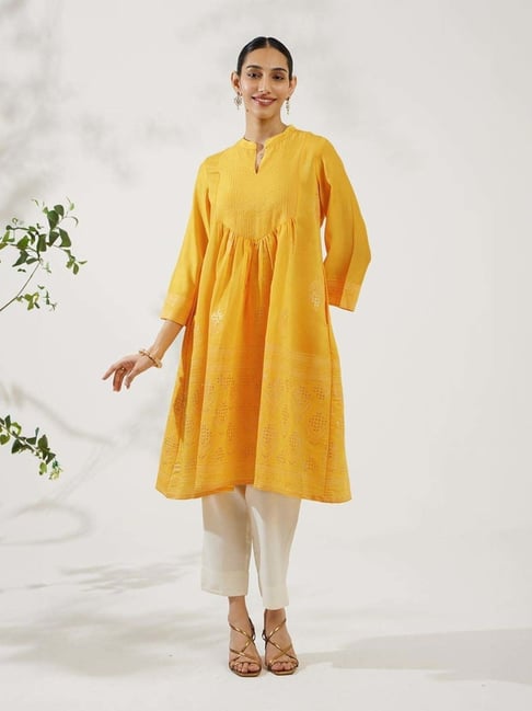 Daali Yellow Printed A Line Kurta-picture-10