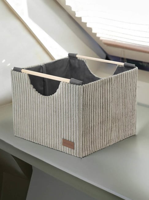 Obsessions Taupe Small Foldable Laundry & Multi Storage Basket