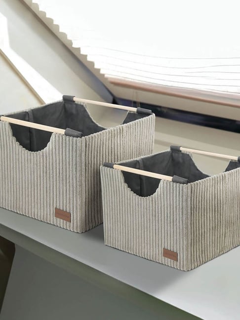 Obsessions 2-Piece Taupe Foldable Laundry & Multi Storage Basket