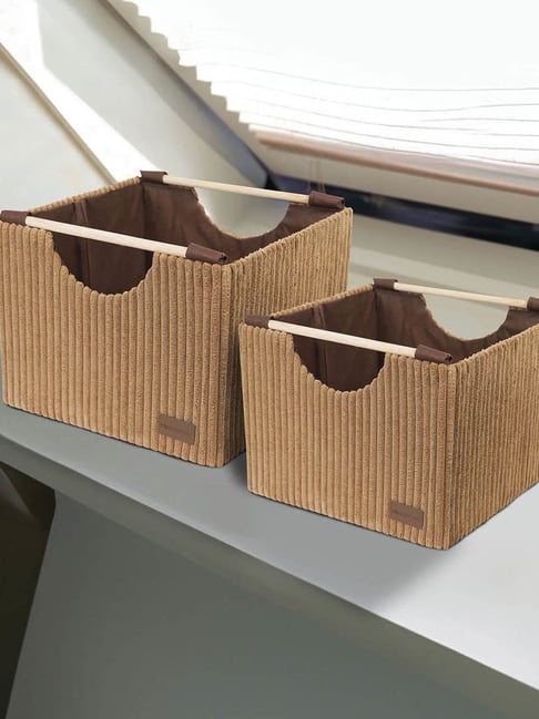 Obsessions 2-Piece Camel Foldable Laundry & Multi Storage Basket