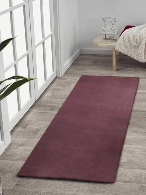 Obsessions Wine Polyester Soft Shaggy Bedside Runner