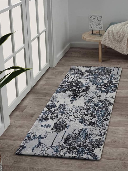Obsessions Grey & Blue Polypropylene Neo Classical Bedside Runner-picture-27