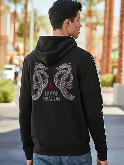 Bewakoof Men Black Terry Regular Fit Graphic Sweatshirt-picture-47