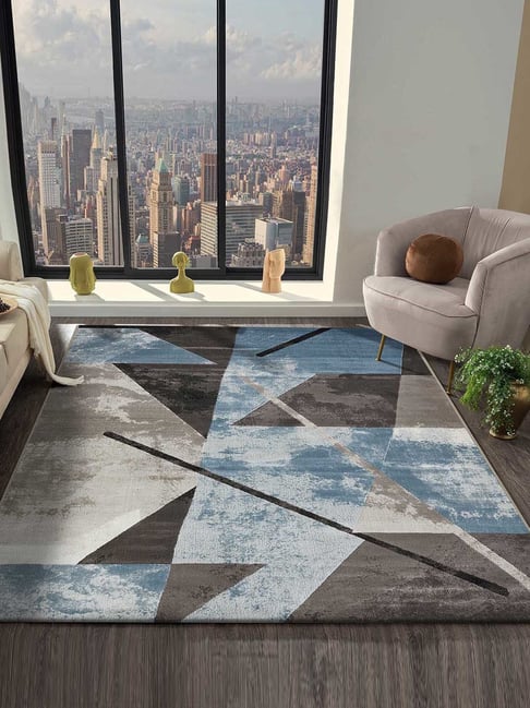 Obsessions Blue & Brown Abstract Carpet - Large