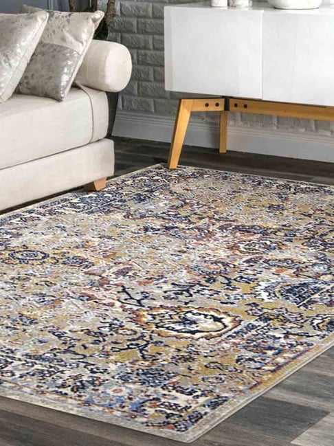 Obsessions Light Grey Anti-Static Machine Made Faded Floral Vintage Carpet - Large-picture-36