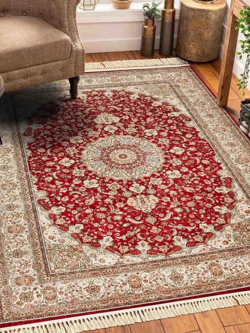 Obsessions Cream & Maroon Classical Carpet - Small-picture-42
