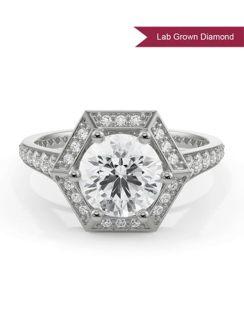 Emori 18k White Gold Lab Grown Diamond Halo Zendaya Engagement Ring