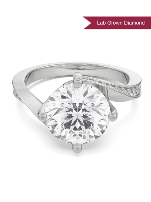 Buy Emori White Gold Diamond CT Twirl Solitaire Ring Online At