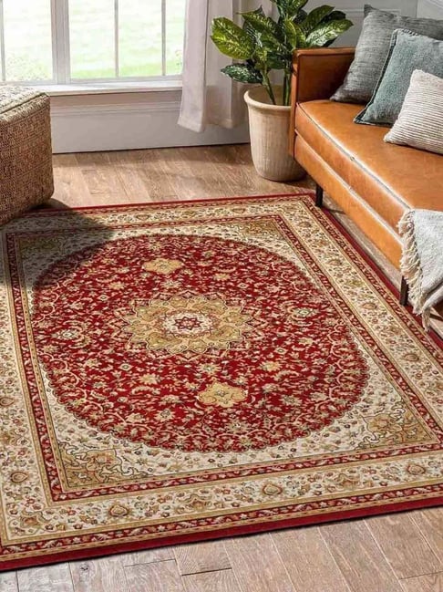 Obsessions Red & Beige Anti-Static Machine Made Classical Carpet - Extra Large-picture-46
