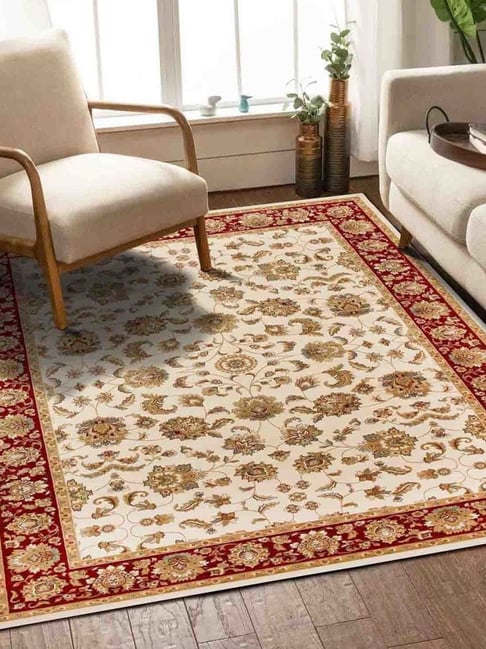 Obsessions Cream & Red Polypropylene Heat Set Traditional Carpet - Large-picture-27