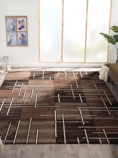 Obsessions Light Brown Polypropylene Abstract Carpet - Medium-picture-21