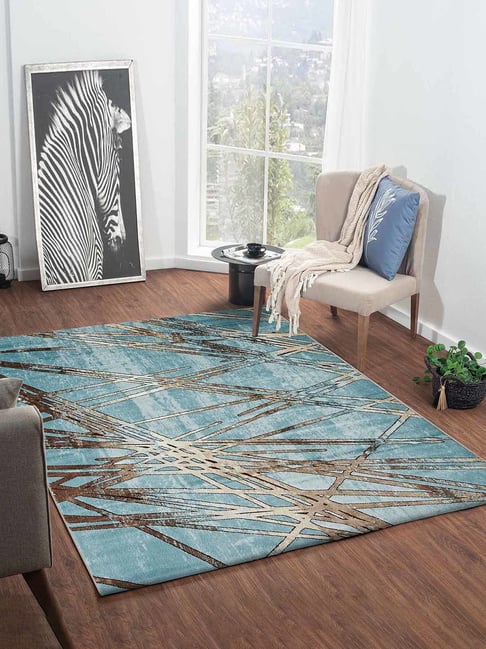 Obsessions Blue Polypropylene Abstract Carpet - Medium-picture-22