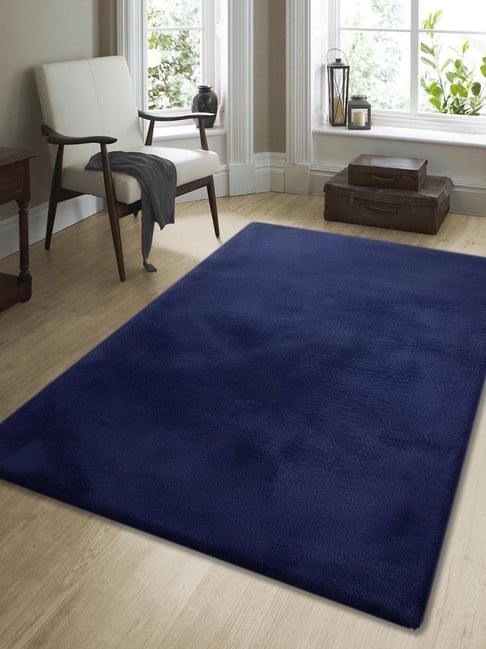 Obsessions Navy Blue Machine Made Anti-Static Solid Carpet - Large-picture-24