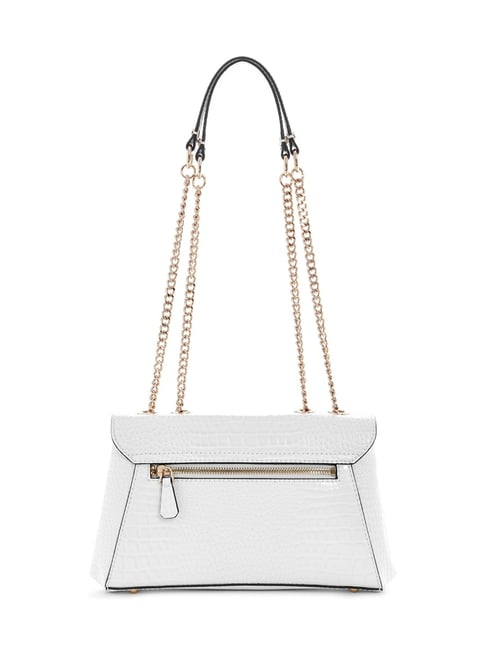 Guess White Textured Silvye Convertible Crossbody Bag