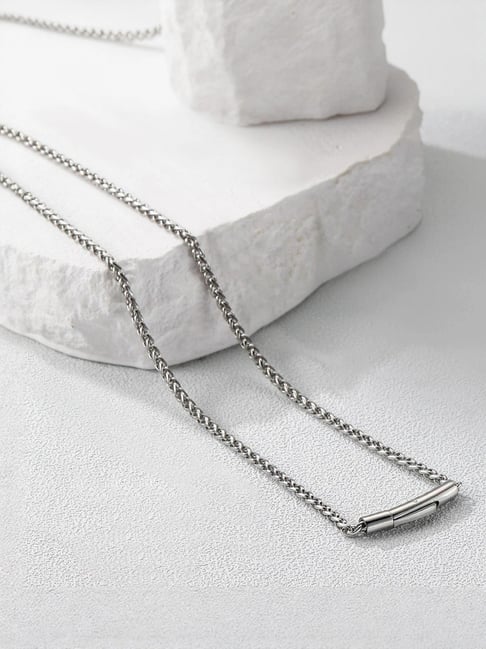 Peora Silver Plated Stainless Steel Fancy Wheat Stylish Chain