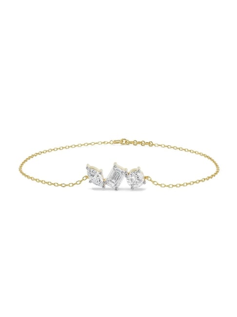 EMORI Yellow Gold Three Stone Lab Grown Diamond Bracelet