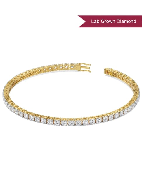 EMORI Yellow Gold 8 Pointer Queen Lab Grown Diamond Tennis Bracelet